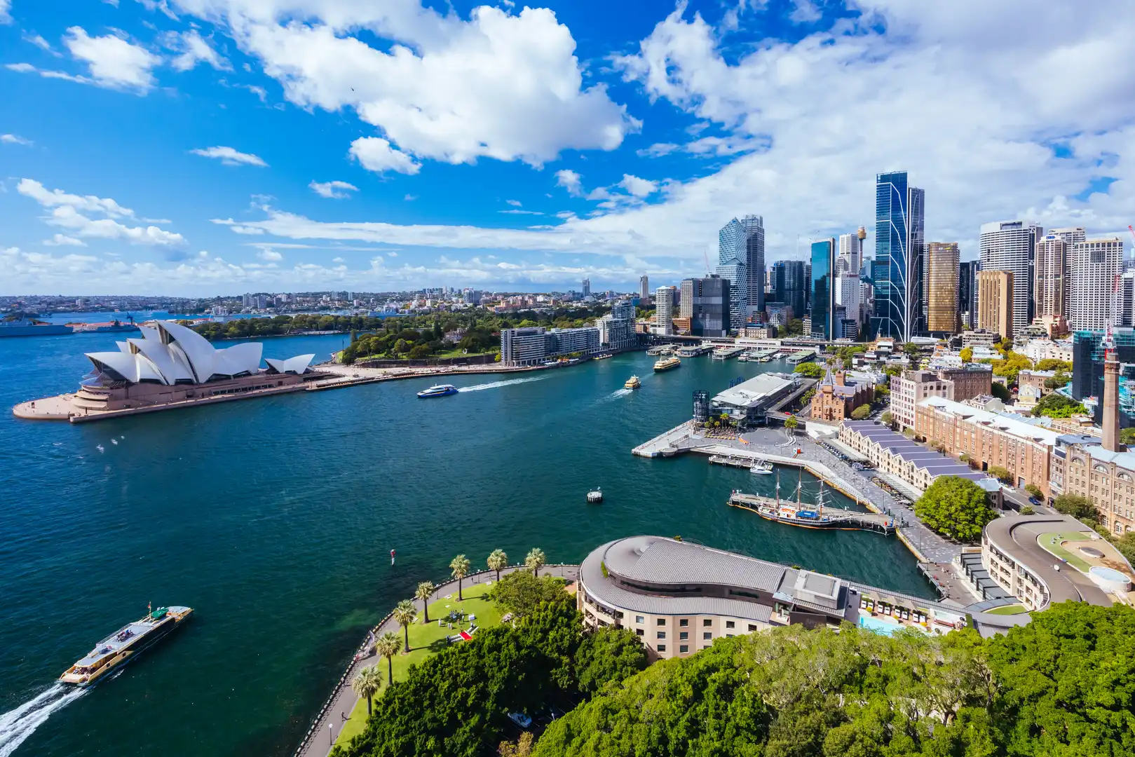 Sydney skyline from the Harbour Bridge in clear weather